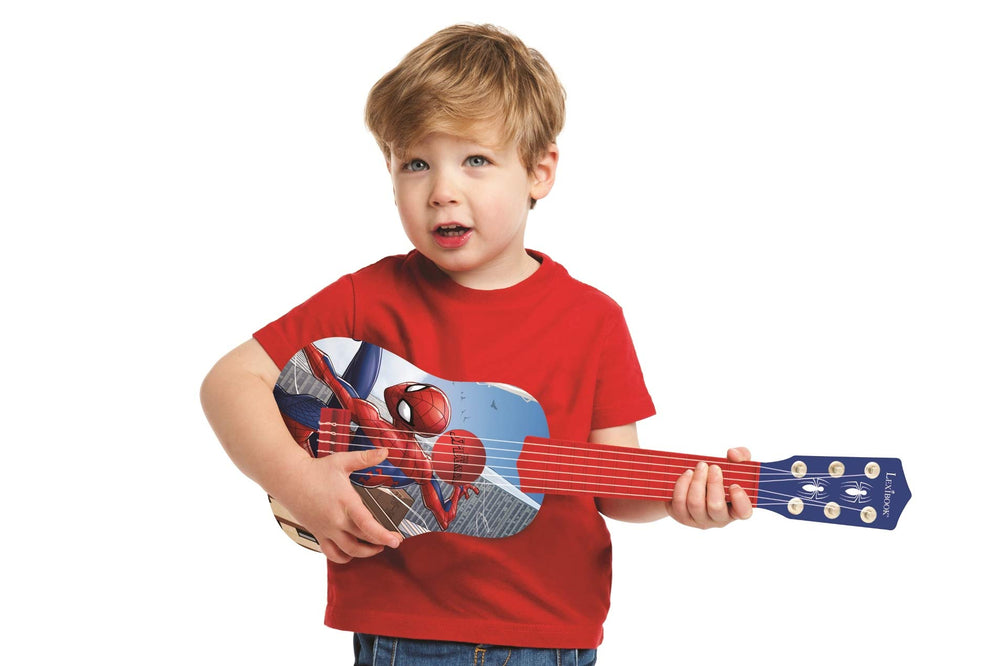 Lexibook guitar with tuner-ready design and included guide for step-by-step learning.