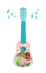 Lexibook Moana guitar nylon strings close up, soft sound for small hands.