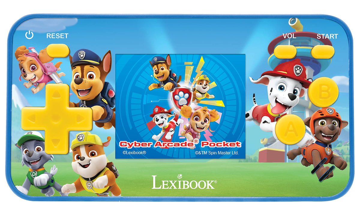 Lexibook Paw Patrol Chase front view shows portable arcade fun on the go