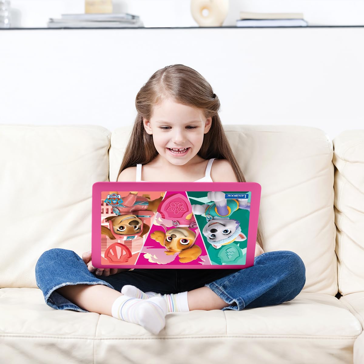 LEXiBOOK Paw Patrol laptop screen features large animations for engaging activities.
