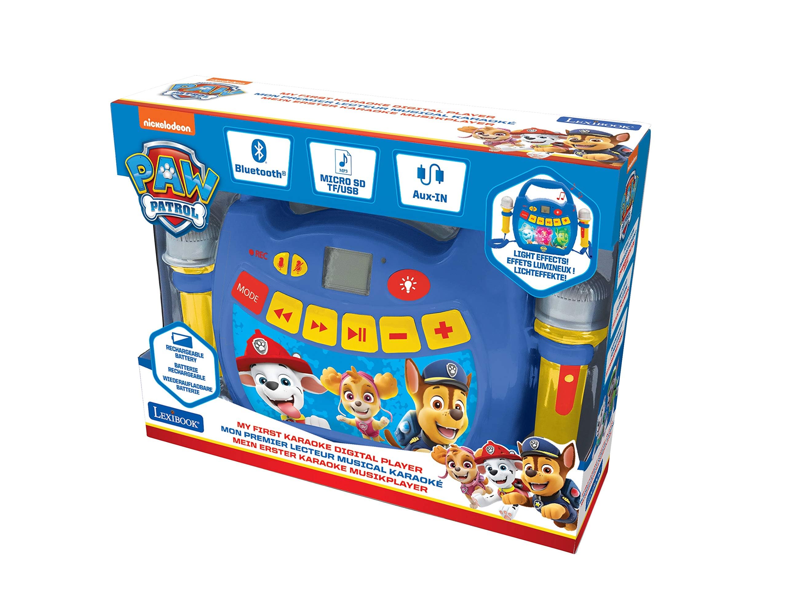 LEXiBOOK Paw Patrol multicolor light effects create a fun stage atmosphere.