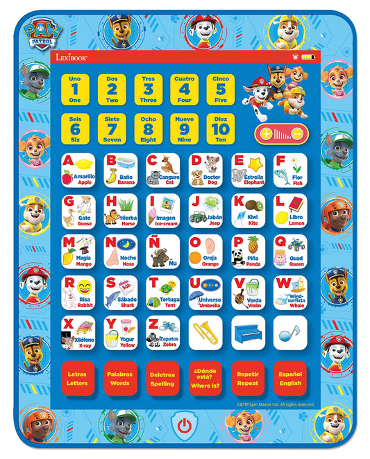 LEXiBOOK Paw Patrol tablet side view promotes portable, on-the-go learning.