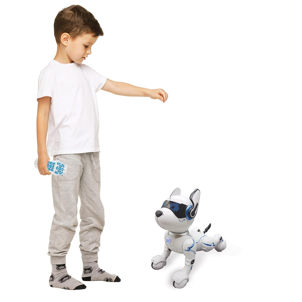 LEXiBOOK Power Puppy dances via gesture control for engaging play.