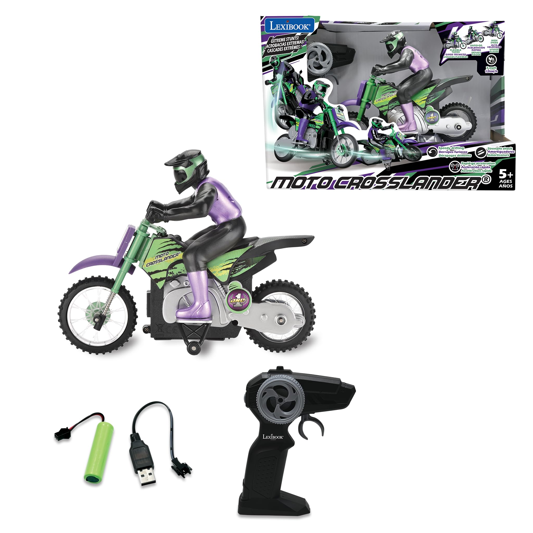 LEXiBOOK RC18 Crosslander front view highlighting speed and agile handling.