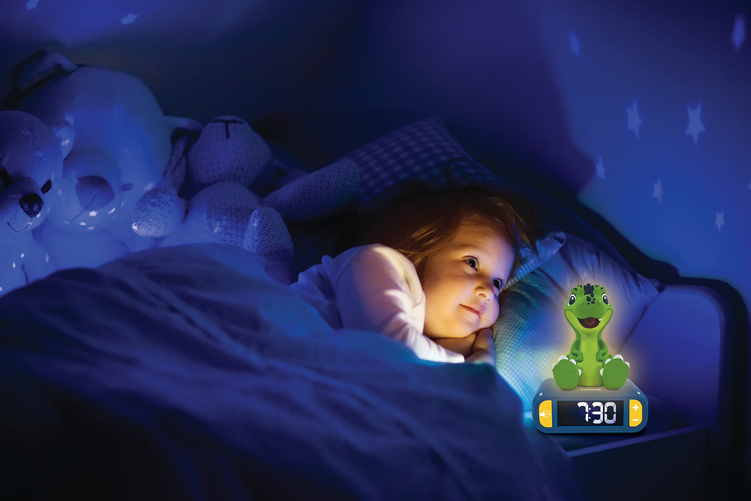 LEXiBOOK RL800DINO sleep-friendly backlit screen reduces eye strain.