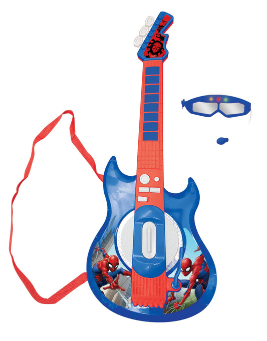 Lexibook Spider-Man light-up guitar full view highlighting immersive play.