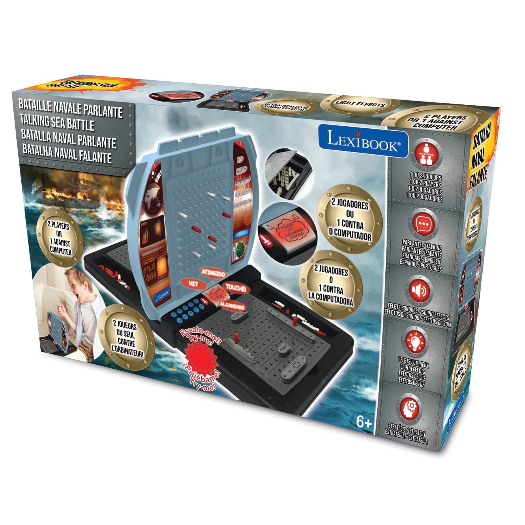 Lexibook Talking Sea Battle white pawns support organized gameplay
