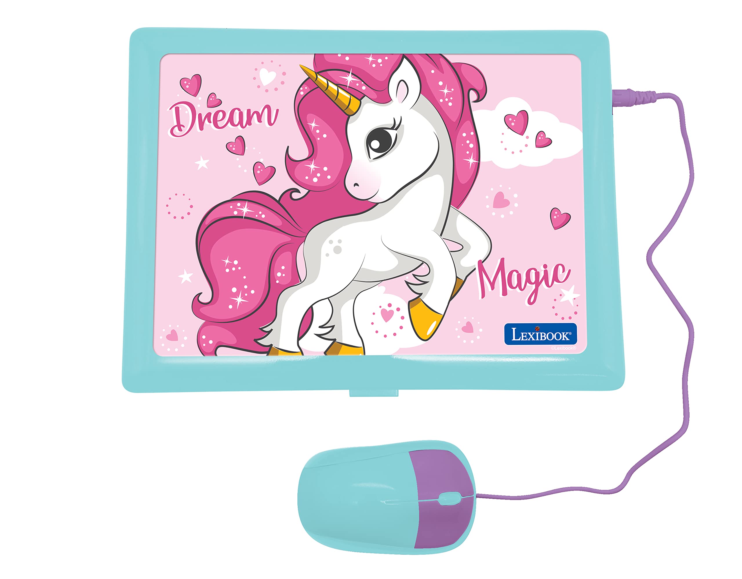 LEXiBOOK Unicorn Laptop keyboard and mouse provide realistic hands-on typing play