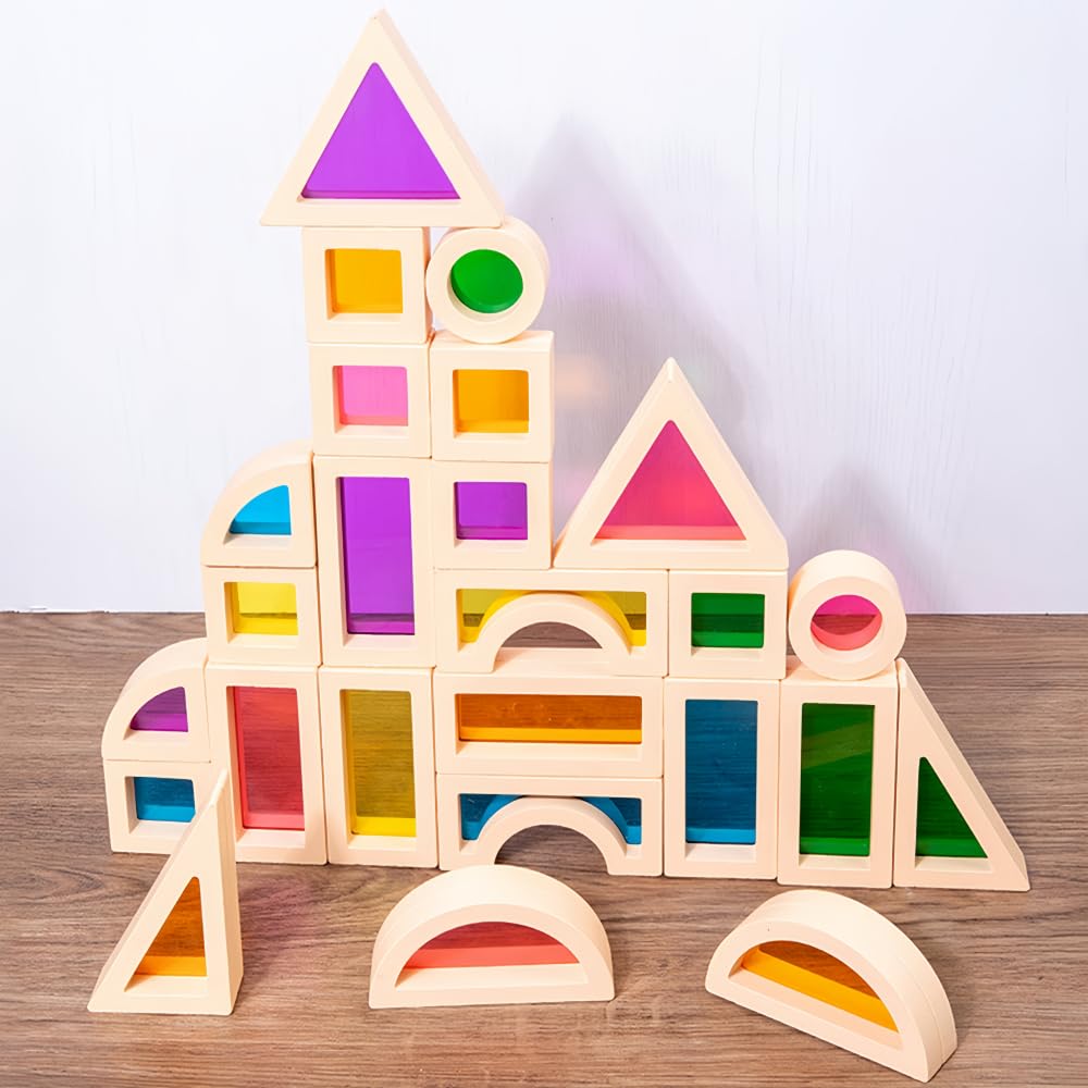 Lexza Rainbow Blocks — colorful cubes boost color recognition and creative building.