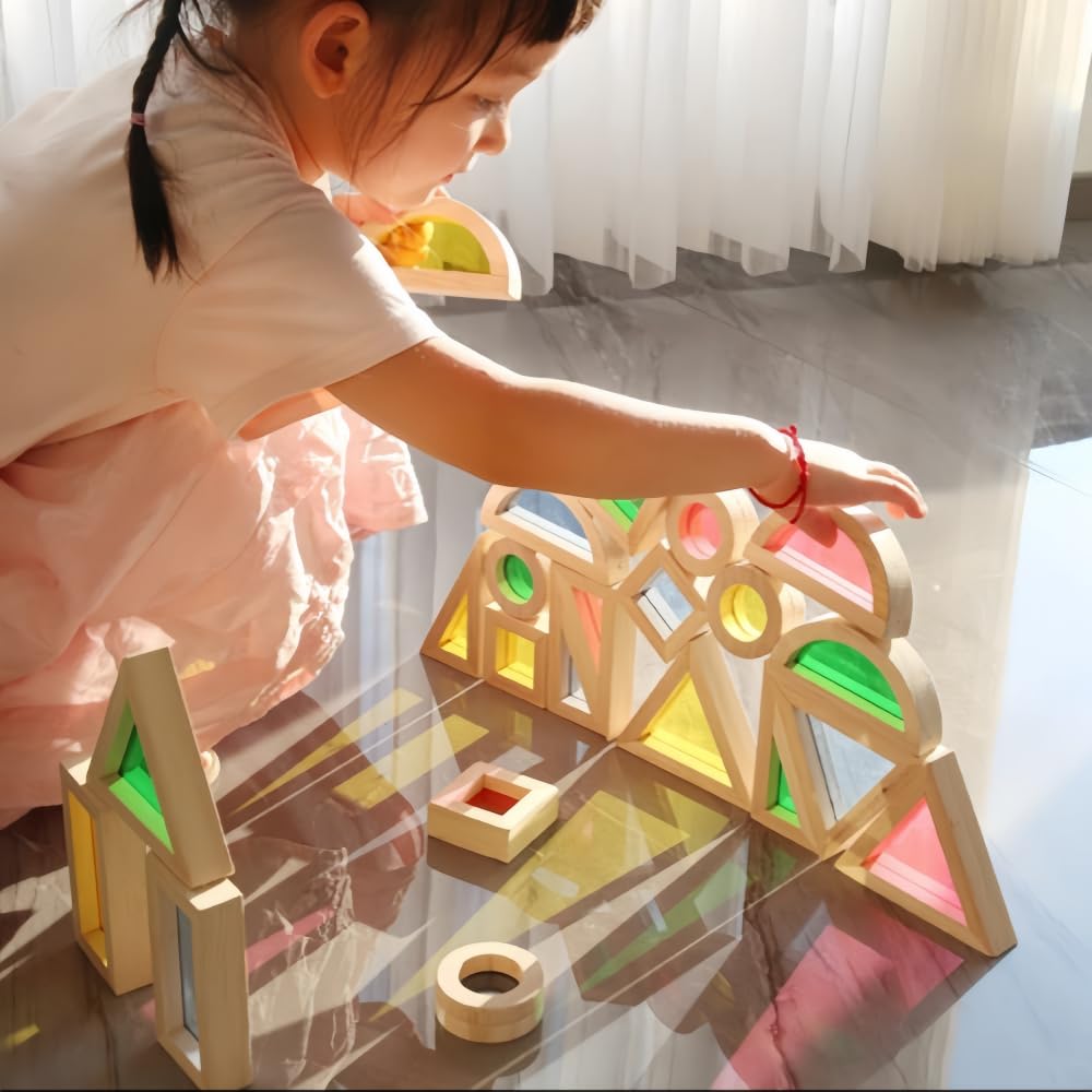 Lexza Rainbow Blocks — spatial-learning blocks help kids explore shapes and space relationships.
