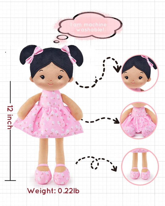 LeyaDoll face closeup showing soft fabric texture for soothing hugs
