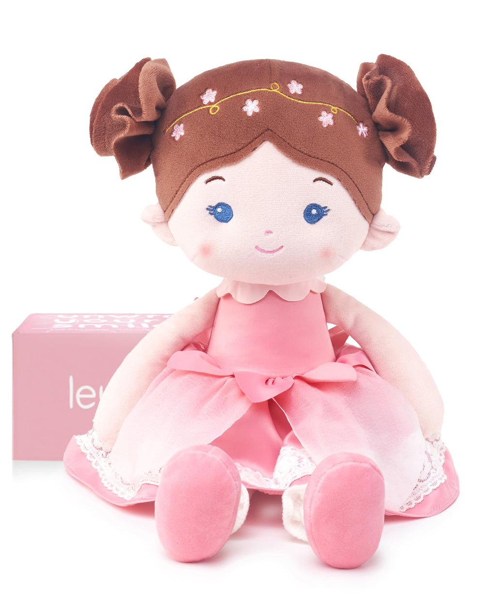 LeyaDoll soft baby doll 16-inch front view, cuddly companion for naps and playtime.