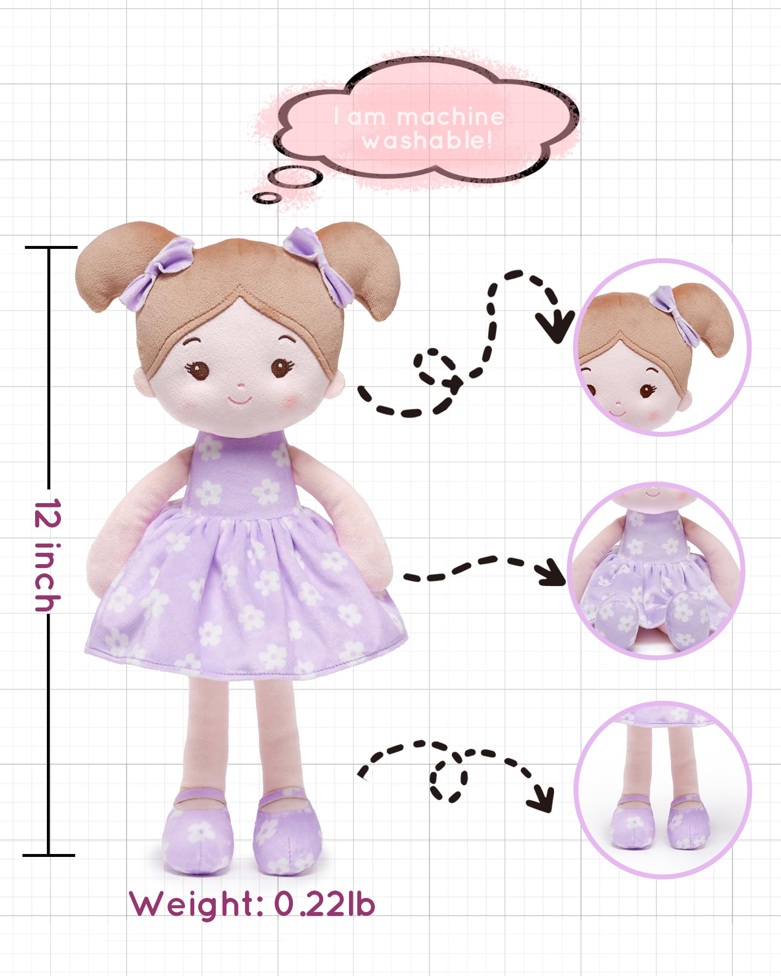 LeyaDoll snuggle fabric provides cozy comfort during play and naptime.