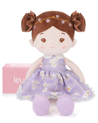 LeyaDoll soft baby doll Daisy Girl Light Purple invites cozy cuddles and gentle playtime.