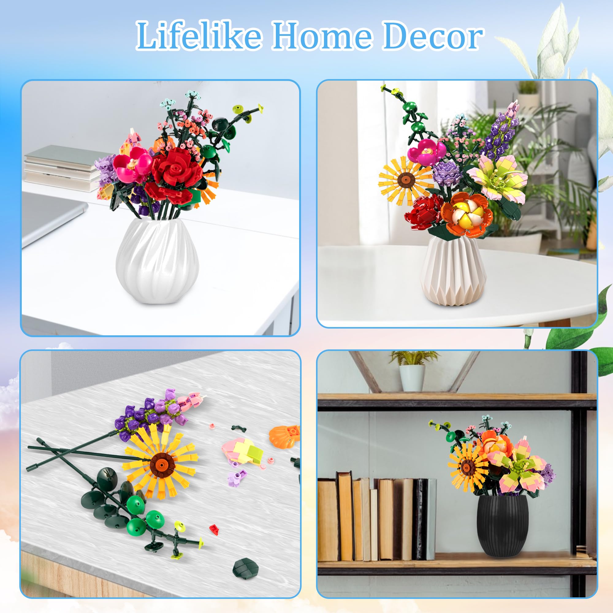 Leyic DIY Flower Bouquet Building Set lavender and baby's breath detail inspiring calm crafting