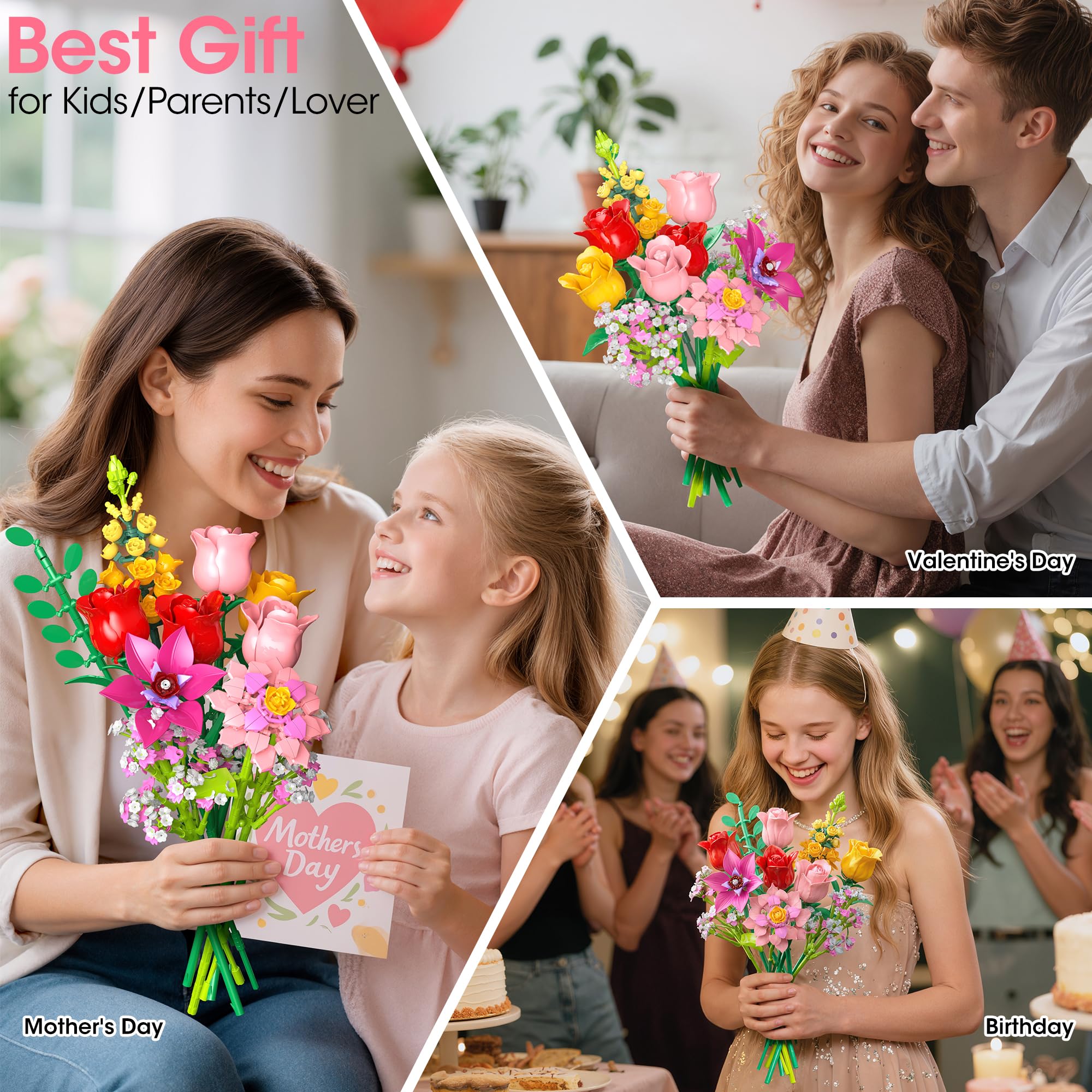 Leyic Flowers Bouquet Building Set diy creative project for individuals and families