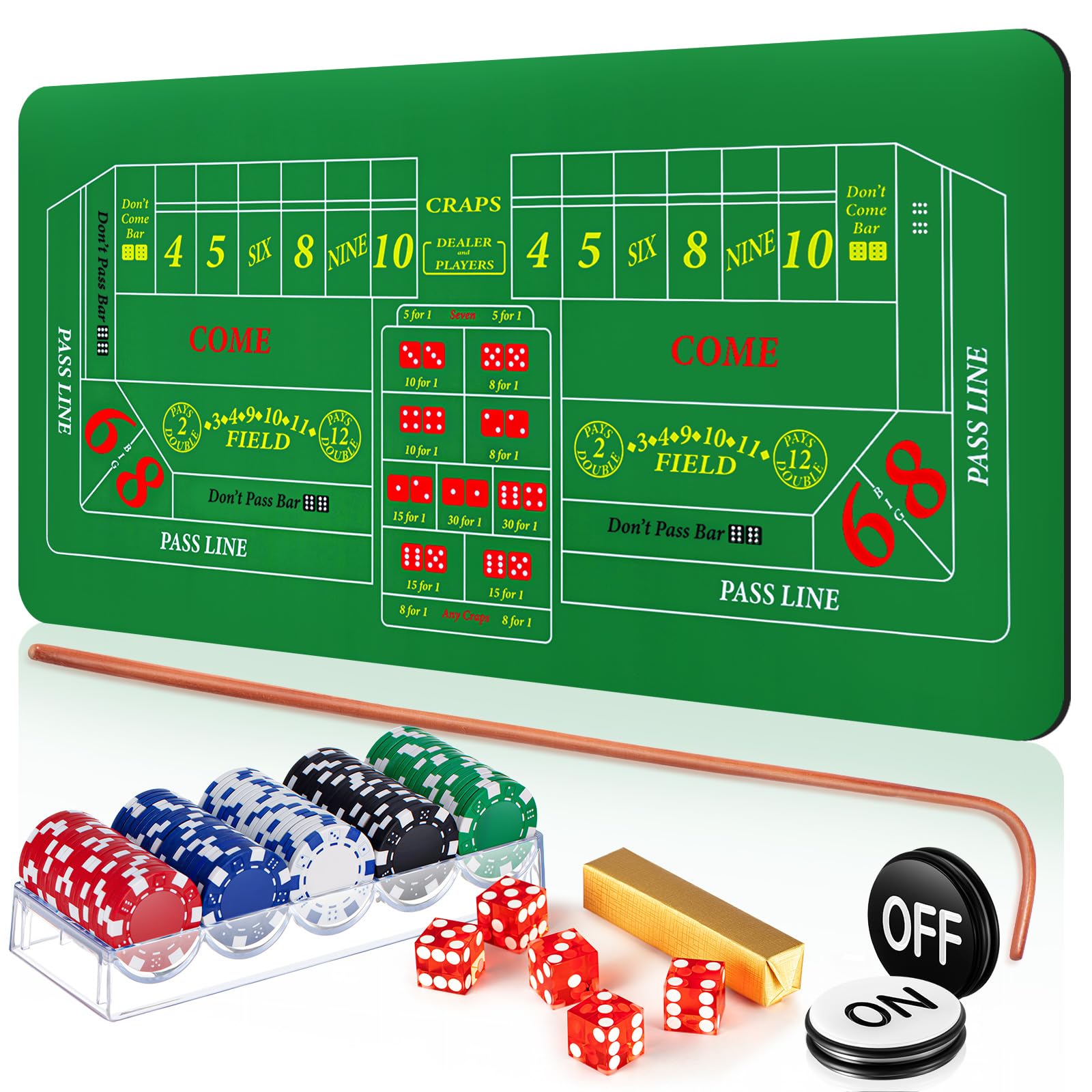 Leyndo craps layout mat with non-slip surface for stable play