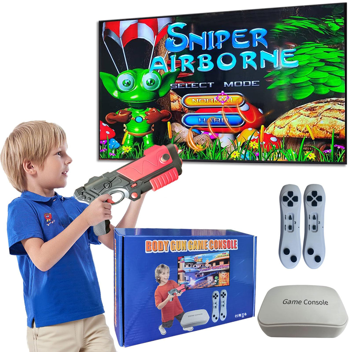 Leyoutime TV console showing 100 plus built-in games for family play