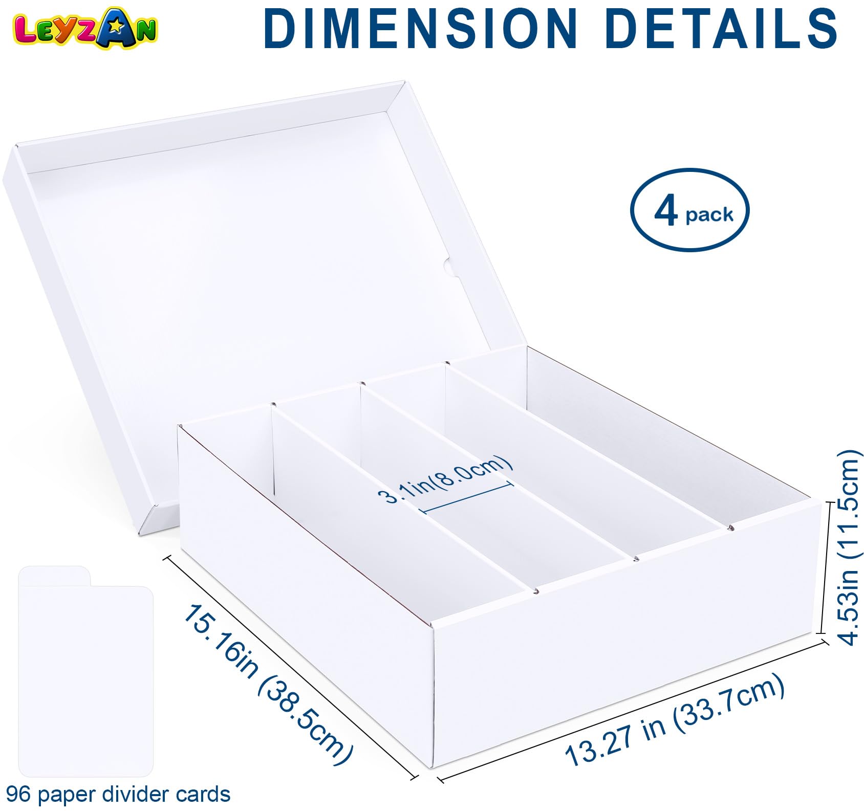 Leyzan card dividers with writable tabs organize sports, TCG, MTG cards.