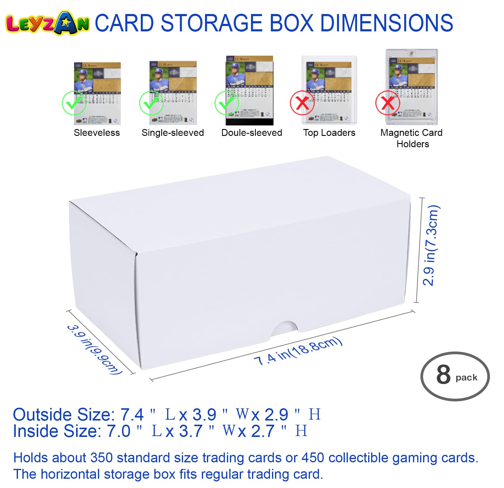 Leyzan storage box showing 3200-card capacity for large collections.