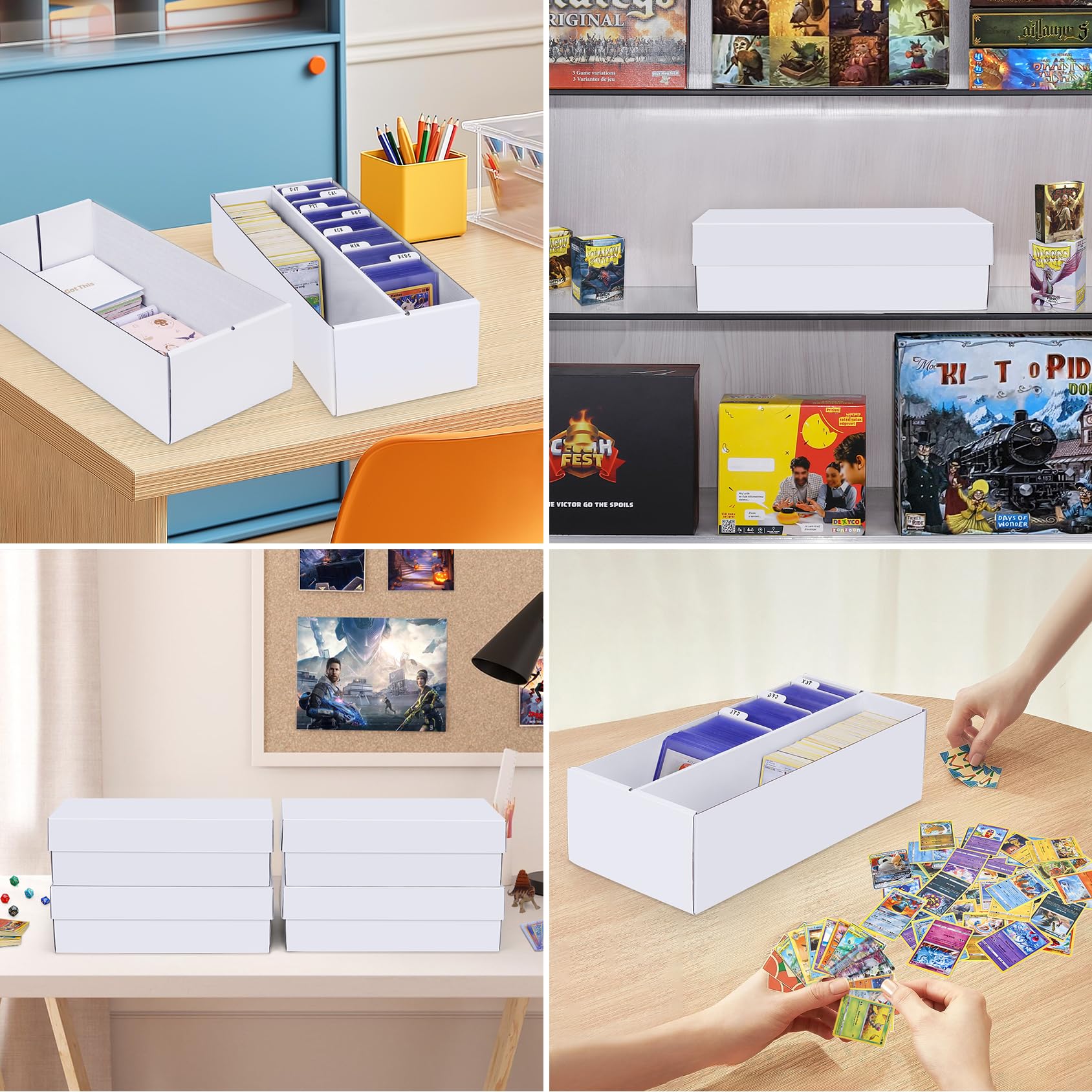Leyzan box stackable on shelves keeps collections organized and accessible