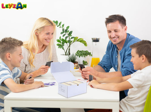 Leyzan storage box with dividers and labels for quick card sorting.