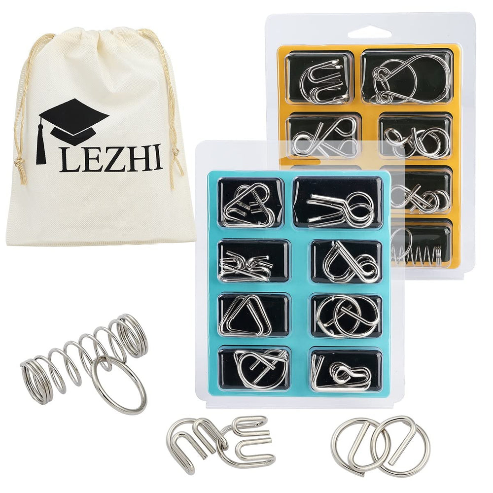 LEZHI IQ Toys 16-piece metal wire puzzle set for challenging brain workouts