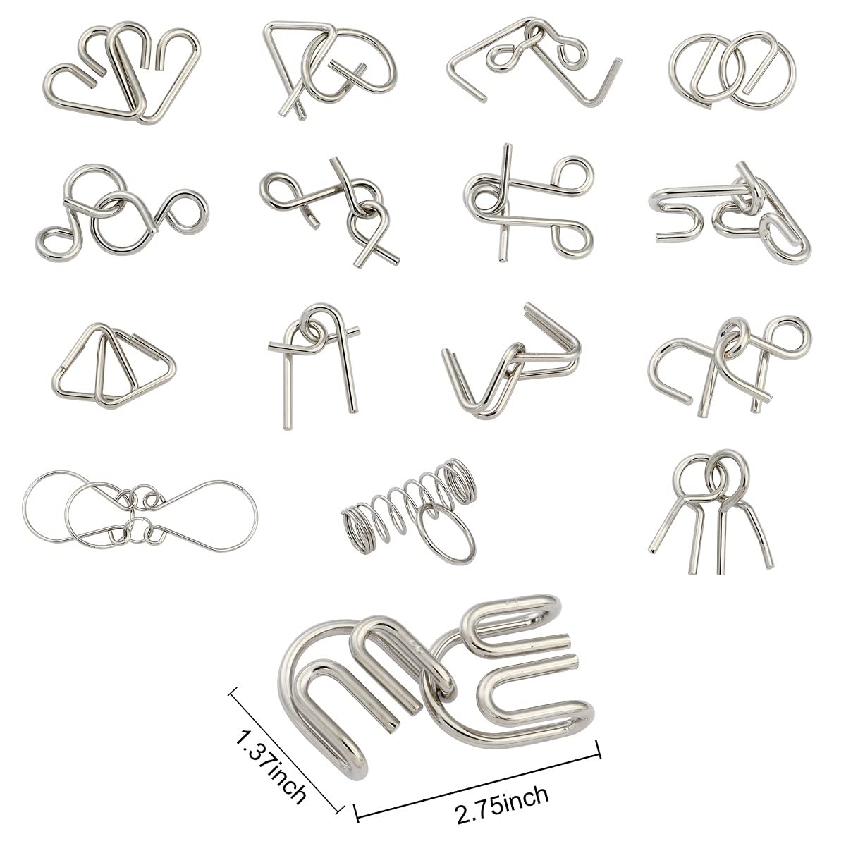 LEZHI IQ Toys Chinese rings puzzle in metallic finish for logical thinking