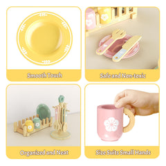 LFENYIGI wooden plates and cups for easy pretend dining at home