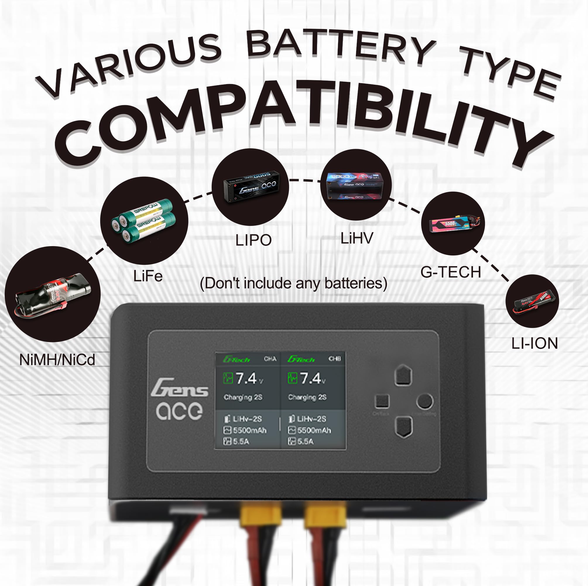 LFisprity IMARS D300 supports LiPo LiHV LiFe and NiMH cell chemistries