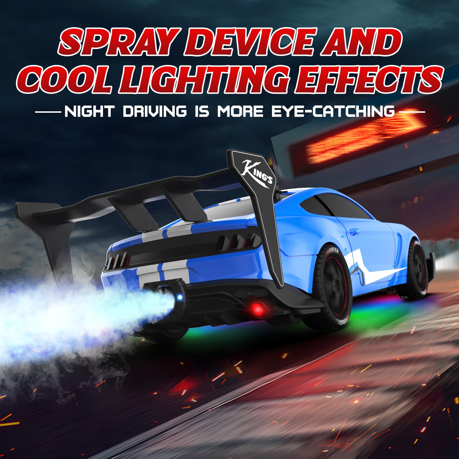 LFOLUSU RC car with LED headlights for night driving visuals