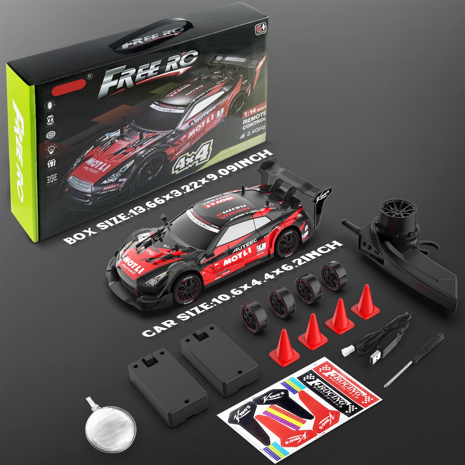 LFOLUSU RC drift car reaches 30 km/h for dynamic performance.