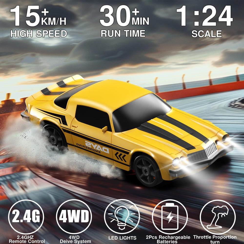 LFOLUSU RC drift car 4WD chassis for stable, responsive handling.