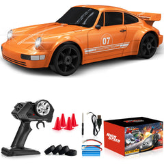 LFOLUSU RC drift car front view with LED lights for night racing