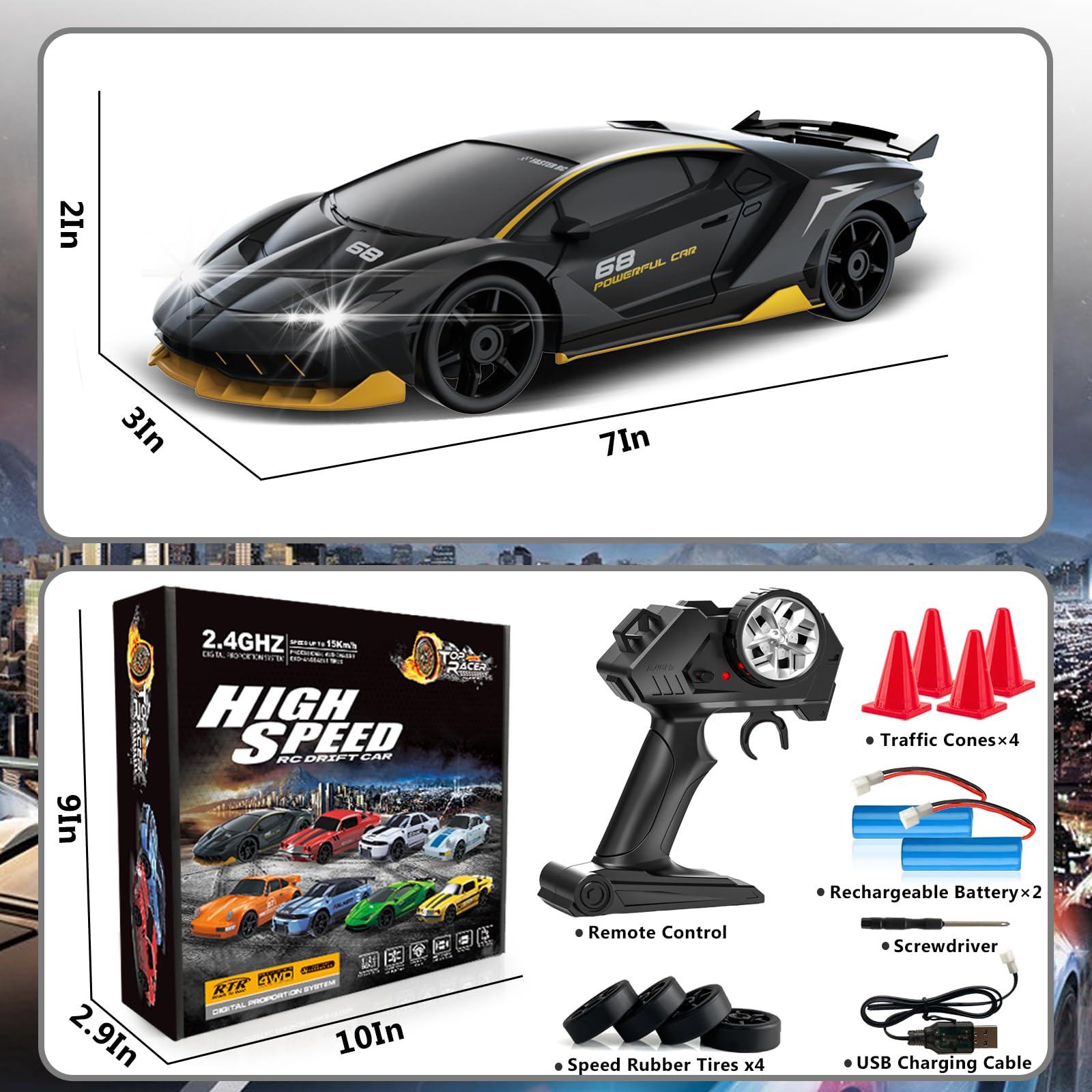 LFOLUSU RC drift car remote control allows multiplayer racing and shared fun.