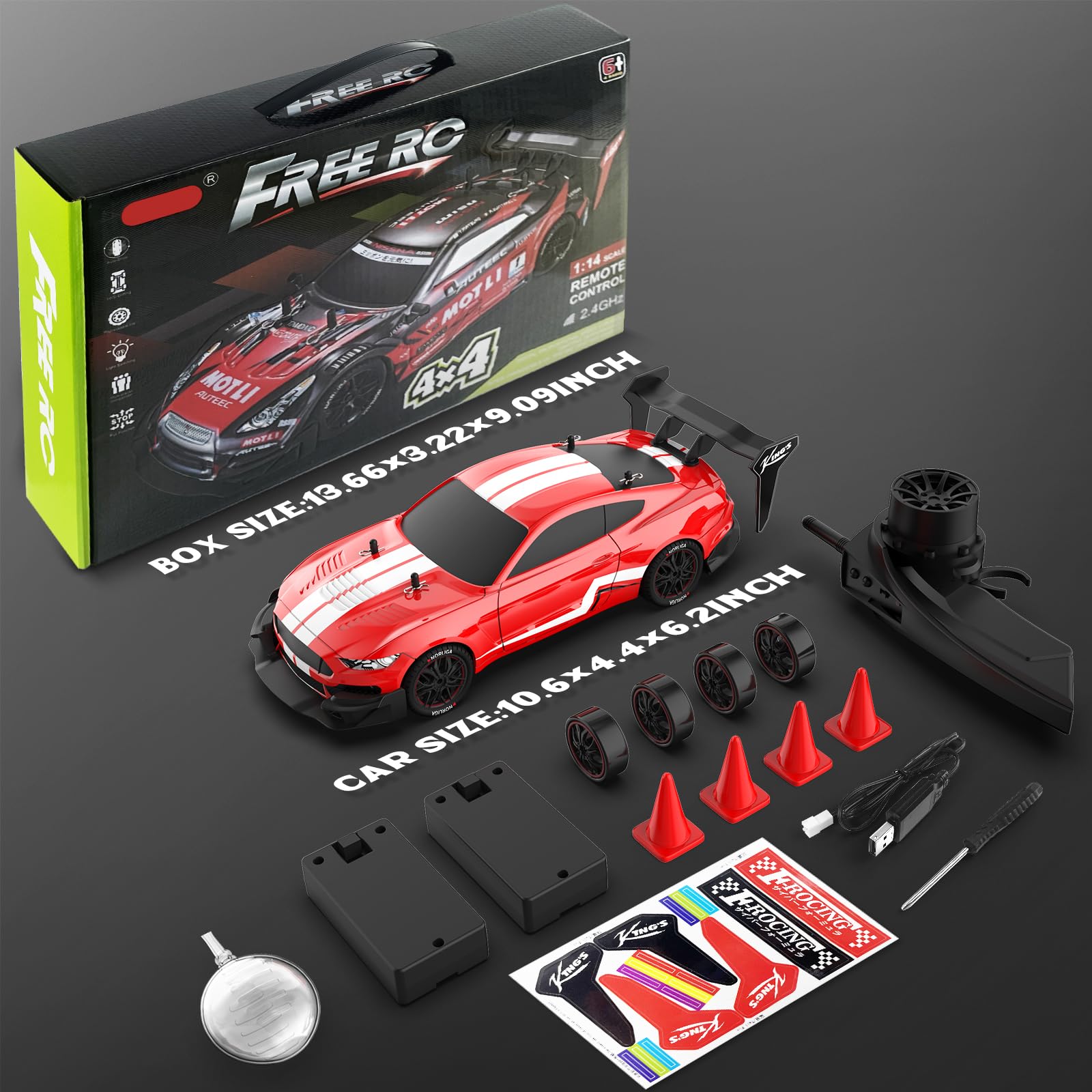 LFOLUSU RC car on display or racing during the night.