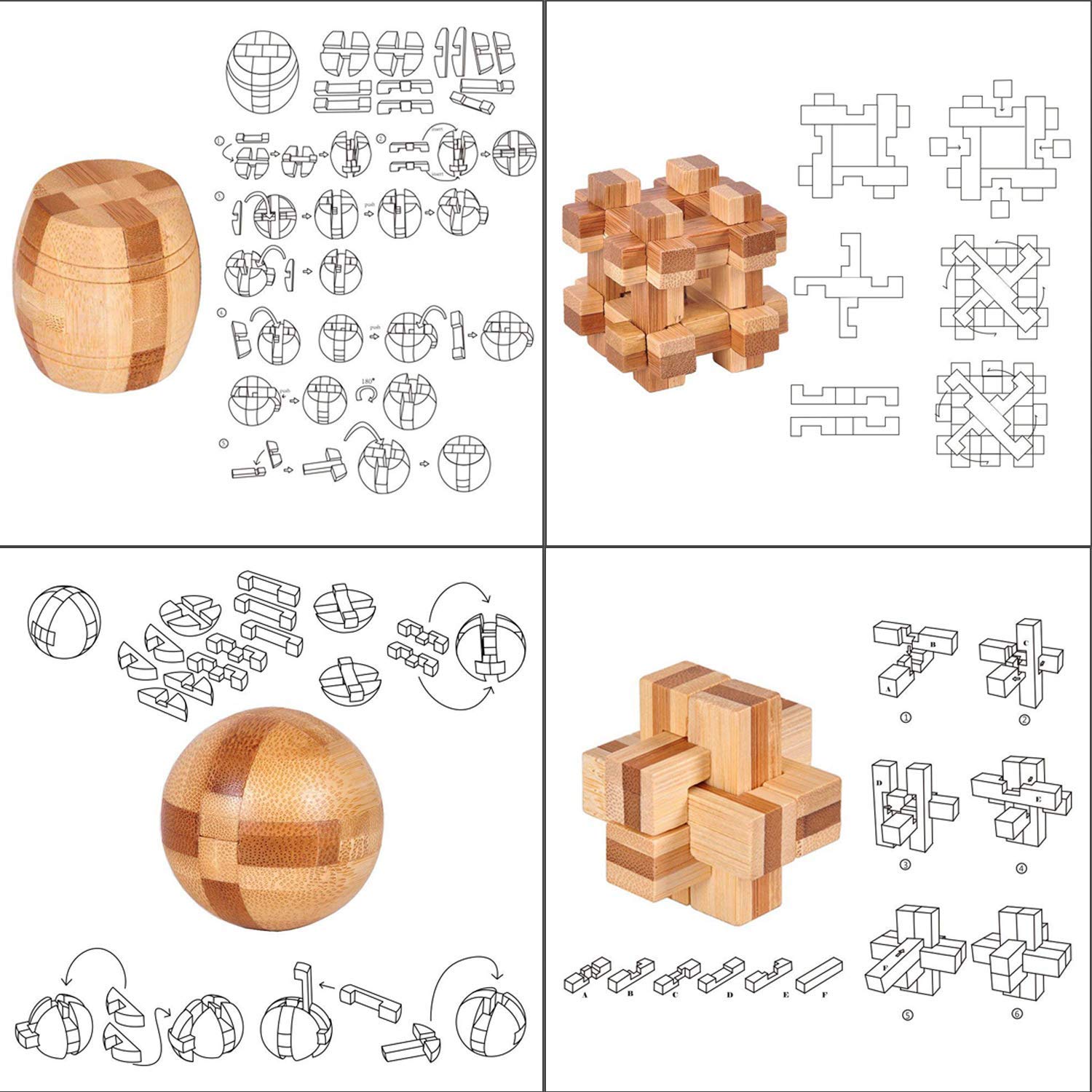 LFLQ Brain Teaser wooden 3D puzzle assembly highlights Kong Ming Lock challenge for cognitive focus.