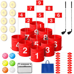 LHPY 9-holes golf set in backyard for outdoor family fun