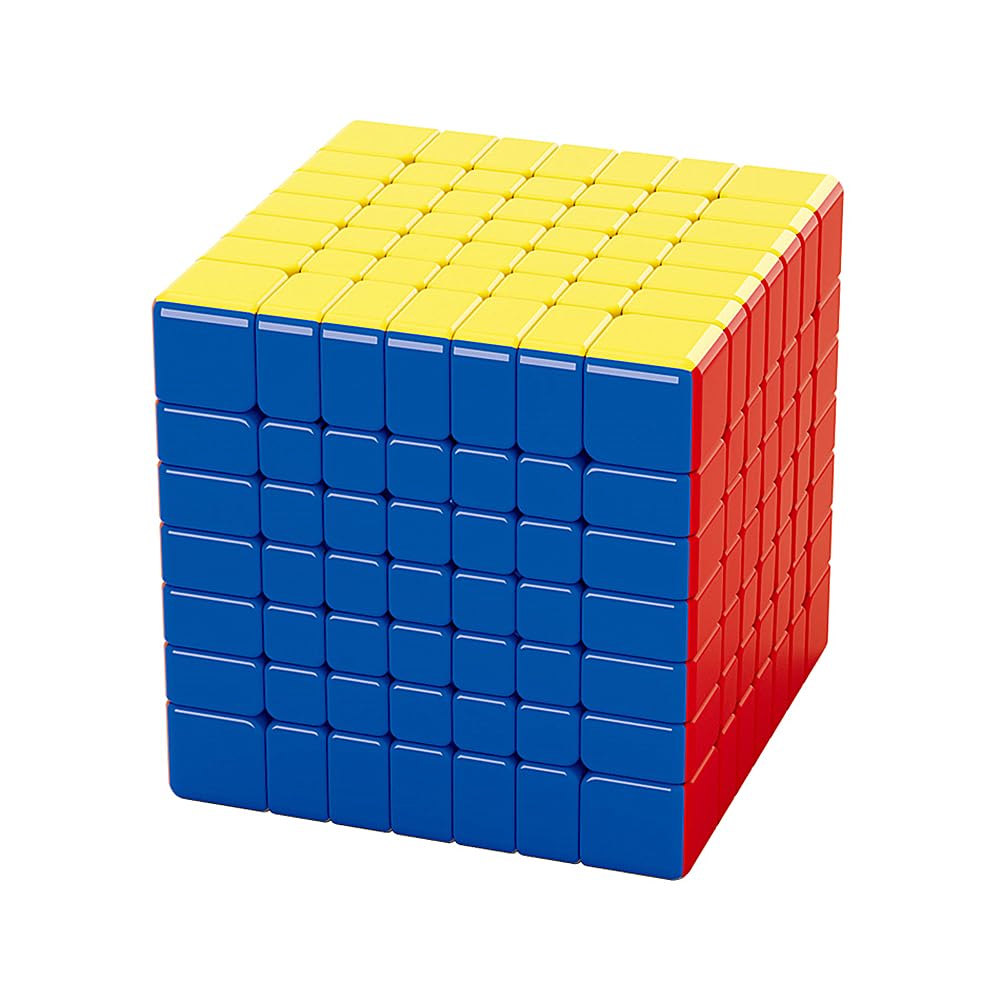 LiangCuber Meilong 7M V2 speed cube top view with stickerless colorful faces for smooth rotation.
