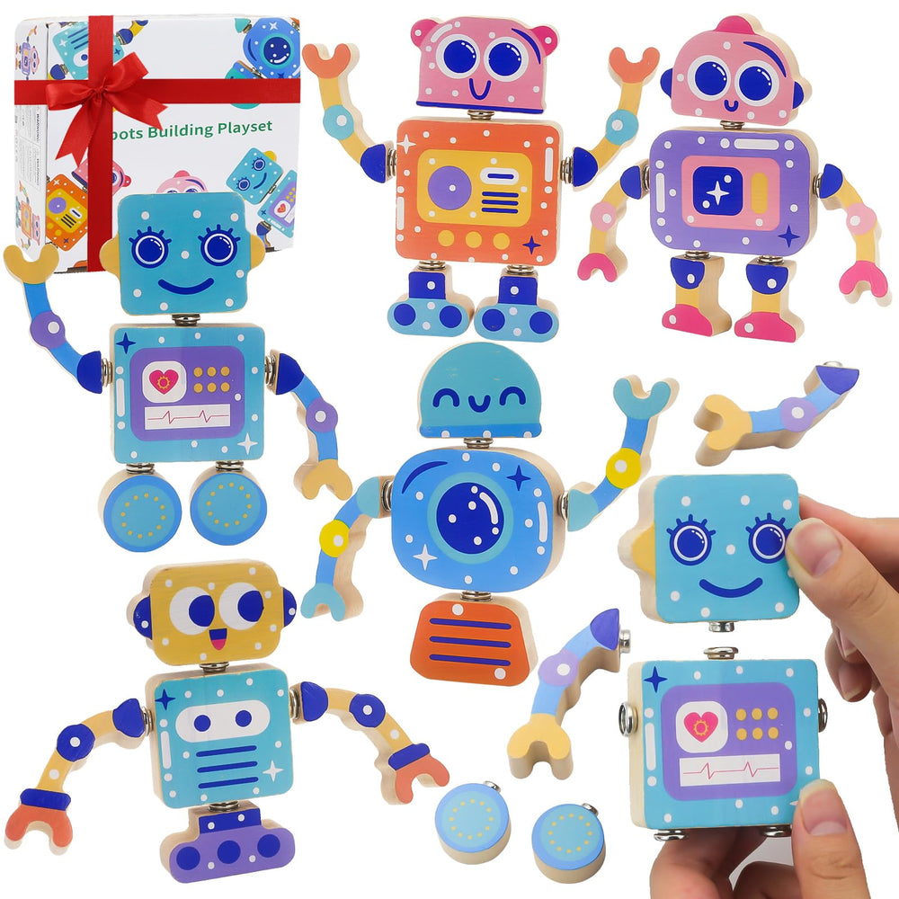 Liangding robots wooden snapping-parts enhance imaginative play and fine motor skills.