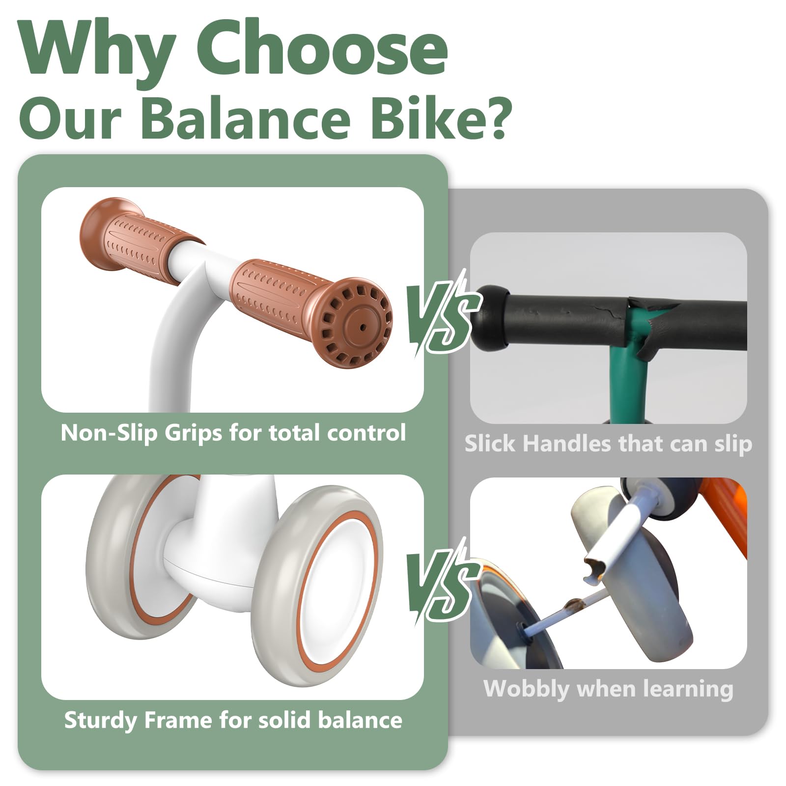 Liberry Baby Balance Bike green side view shows adjustable seat for growth