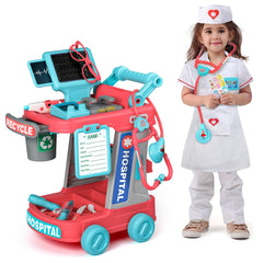 Liberry Doctor Kit cart front view for immersive pretend play and portable storage.