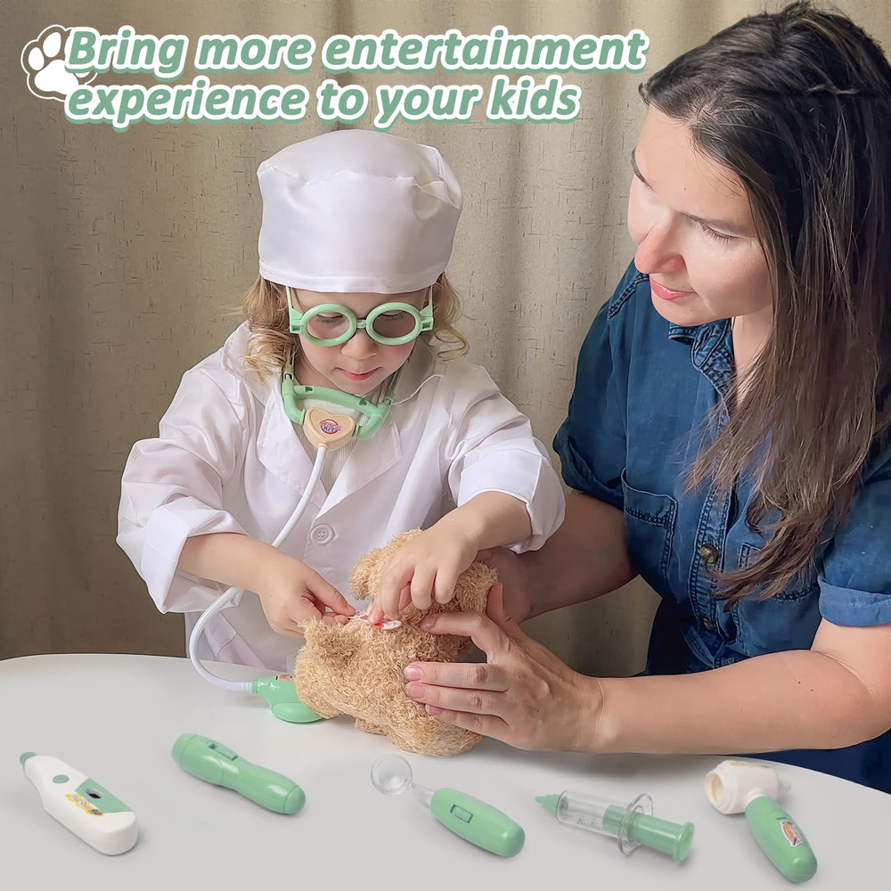 Liberry Doctor Kit flashlight supports guided examinations in dim playrooms.