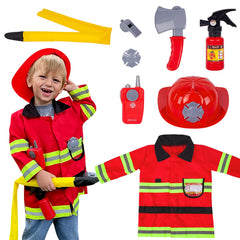 Liberry Fireman costume coat and helmet for kids, comfortable and durable for imaginative play.