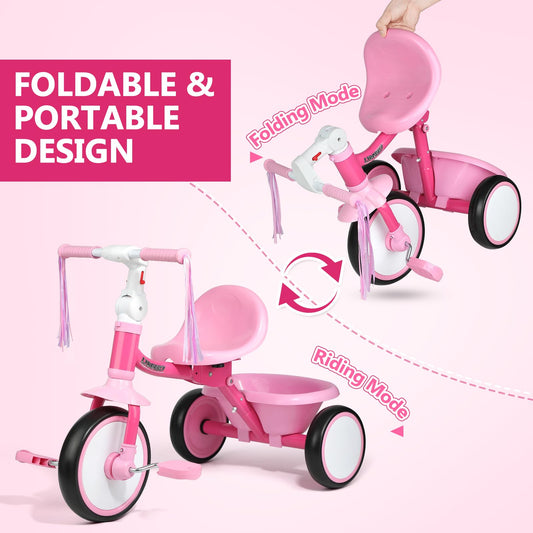 Liberry foldable toddler tricycle folded for compact storage