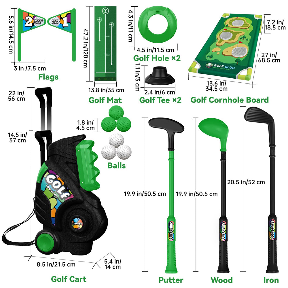 Liberry golf balls in green and white for safe play.