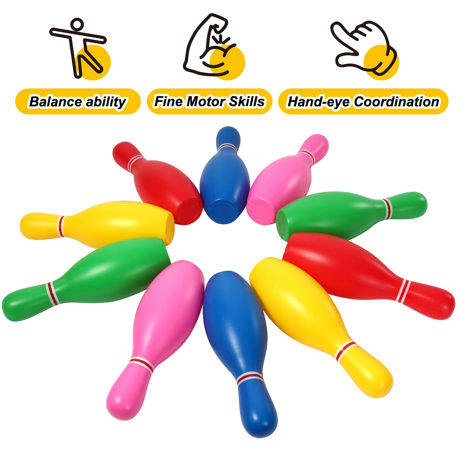Colorful Liberry pins and balls attract kids during play.