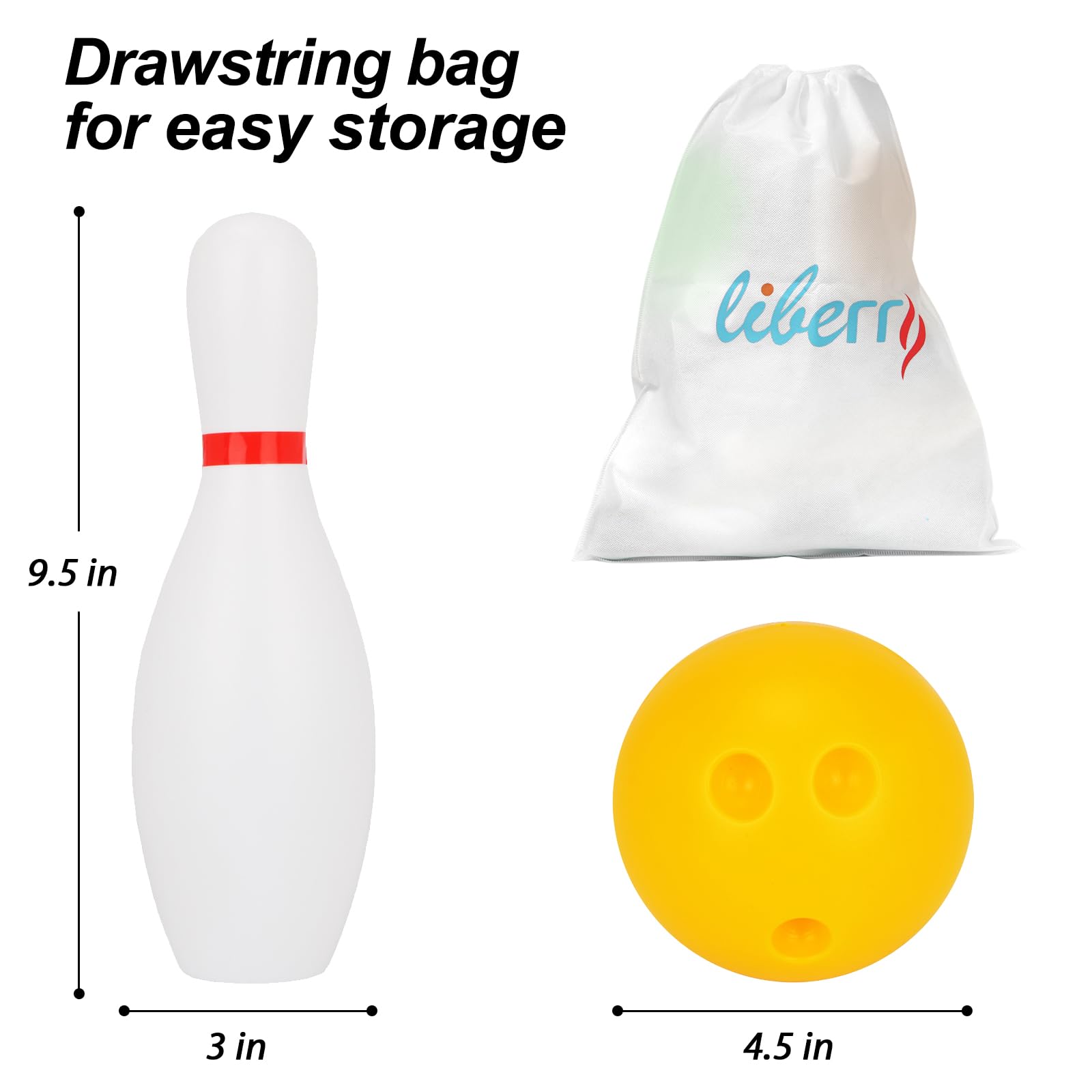 Liberry Kids Bowling Set shown indoors and outdoors for flexible family fun