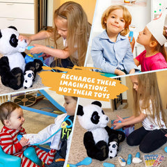 Liberry kid doctor in action demonstrates imaginative play and storytelling.