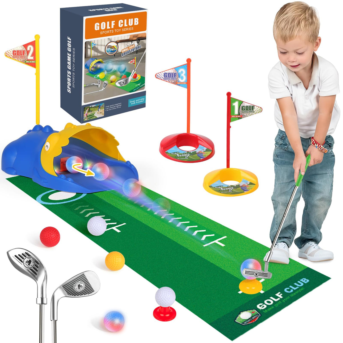 Liberry Kids Golf Set with automatic ball returner for interactive play.